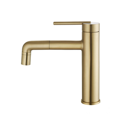 Gold Brass Single Handle Bathroom Vanity Faucet 209mm Height