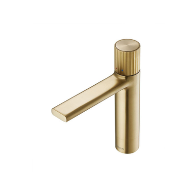 Polished Single Handle Basin Faucet Countertop Mount Gold