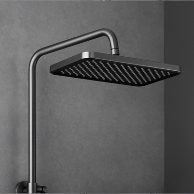 Brass Bathroom Shower Faucet Set Grey Wall Mount Complete Set