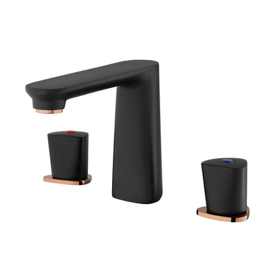 2 Handle Bathroom Widespread Faucet Black Deck Mounted
