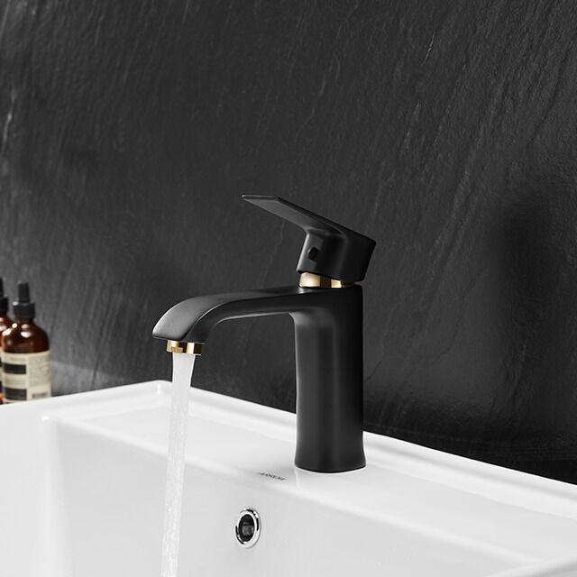 ARROW Modern Design Gold Black Basin Mixer Faucet with Ceramic Valve Core and 5 Year Warranty